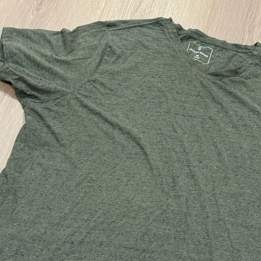 Mutual Weave Mens 3XL Olive Green V-Neck Short Sleeve Slub Jersey Tee Shirt